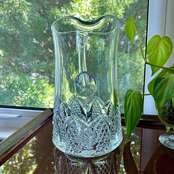 Vintage EAPG Cut Crystal Button Arches Water Pitcher – 9.75” Tall - Picture 3 of 12